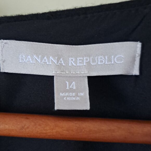 Banana Republic Black White Tweed Fit N Flare Pleat Front Dress Sz 14 - Picture 3 of 10